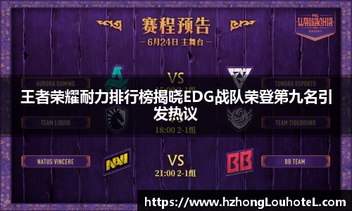王者荣耀耐力排行榜揭晓EDG战队荣登第九名引发热议